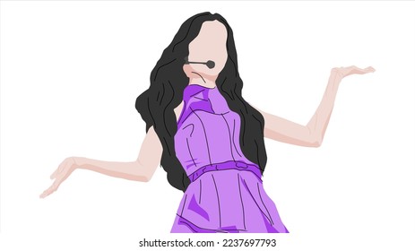 Illustration vector of Kpop idol fashion stage. idols of Koreans perform. K-pop female fashion idol. A famous girl dance with singing