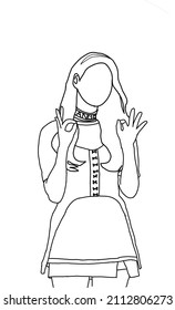 Illustration vector of Kpop street fashion sketch. Street idols of Koreans. K-pop female fashion idol. A girl in layered clothes and skirts.