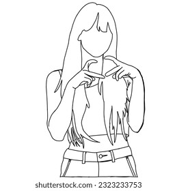 Illustration vector of Kpop street fashion. Street idols of Korea. K-pop female fashion idol. A girl in a crop top and jeans