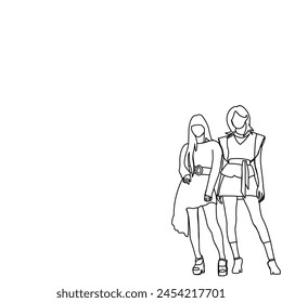 Illustration vector of Kpop street fashion. Street idols of Korea. K-pop female fashion idols. red carpet at an awards show for idols
