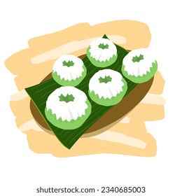 Illustration vector of Kue Putu Ayu, Indonesian Traditional Cake.