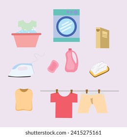 illustration vector of laundry set icon