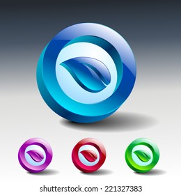 illustration vector Leaf icon glassy green button