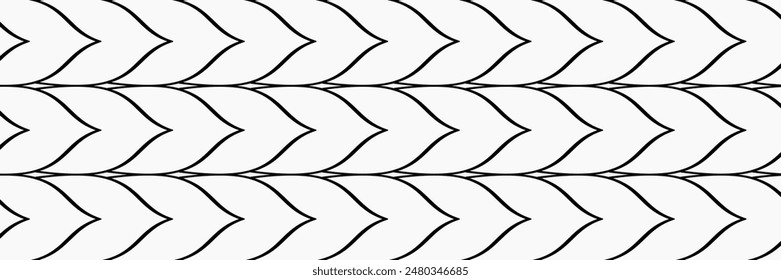 Illustration, vector, leaf pattern, V, Curve, geometric, overlapping, orderly arrangement background, black and white, banner, website. 