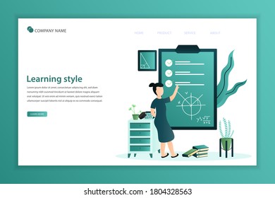 Illustration vector Learning style concept landing page. Smart classroom, Modern education concept. Human characters in trendy style. can use for, landing page, template, web, homepage, poster.