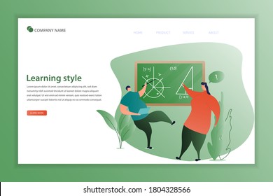 Illustration vector Learning style concept landing page. Smart classroom, Modern education concept. Human characters in trendy style. can use for, landing page, template, web, homepage, poster.