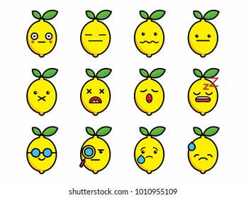 illustration vector of lemon fruit characters face emoticon expression