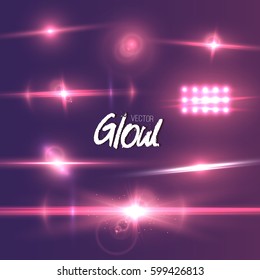 Illustration of Vector Lens Flare Effect. Futuristic Interface Infographic Template. Vector Glow Lens Flare Ray Effect