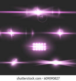 Illustration of Vector Lens Flare Effect. Realistic Camera Lens Flare Set