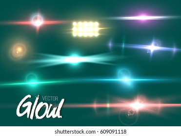 Illustration of Vector Lens Flare Effect. Futuristic Interface Infographic Template. Vector Glow Lens Flare Ray Effect