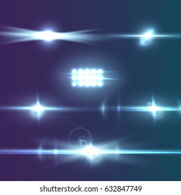 Illustration of Vector Lens Flare Effect. Realistic Camera Lens Flare Set