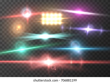 Illustration of Vector Lens Flare Effect. Realistic Vector Sun Flare Transparent Explosion