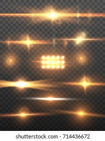 Illustration of Vector Lens Flare Effect. Realistic Vector Sun Flare Transparent Explosion