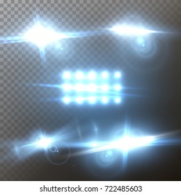 Illustration of Vector Lens Flare Set. Realistic Vector Flare Glow Effect