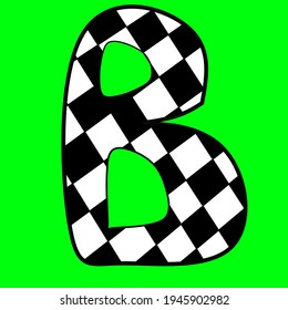 Ilustración vectorial de la letra B con ornamento de color blanco y negro.  Excelente para el material didáctico cuando se enseña la primera infancia