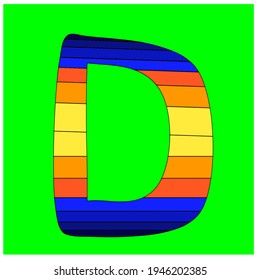 Illustration vector of letter D with multicolor ornament.  Great for teaching aids when teaching early childhood