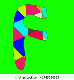 Ilustración vectorial de letra F con ornamento multicolor.  Excelente para el material didáctico cuando se enseña la primera infancia