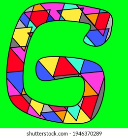 Ilustración vectorial de la letra G con ornamento multicolor.  Excelente para el material didáctico cuando se enseña la primera infancia