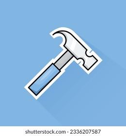 Illustration Vector of Light Blue Hammer in Flat Design