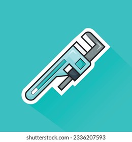 Illustration Vector of Light Green Pipe Wrench in Flat Design