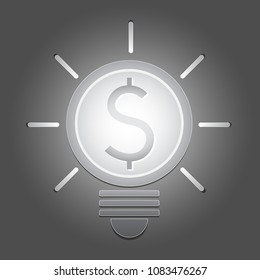 illustration vector of lighten bright dollar coin light bulb on grey background