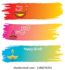 illustration vector of lighting diya, diwali festival header design