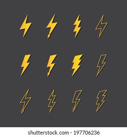 Illustration of vector lightning icon set 