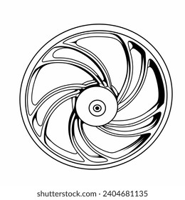 Illustration of vector line art design for motorbike rims, or motorbike spare parts, for design and other purposes