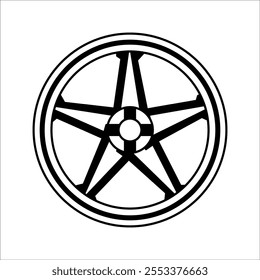 Illustration of vector line art design for motorbike rims, or motorbike spare parts, for design and other purposes