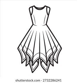 Illustration vector line drawing of a handkerchief dress