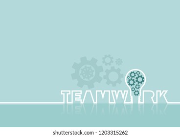 Illustration vector of a line shaped as Teamwork text and light bulb with copy space for text. Teamwork concept on business and finance can be used as book design, poster, banner, website backgrounds