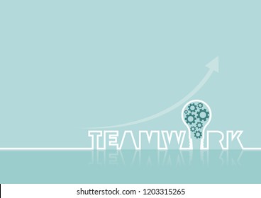 Illustration vector of a line shaped as Teamwork text and light bulb with copy space for text. Teamwork concept on business and finance can be used as book design, poster, banner, website backgrounds
