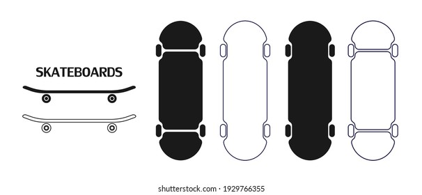 illustration vector line of skateboards 