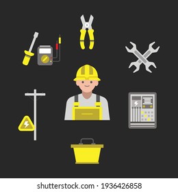 Illustration vector of lineman equipment