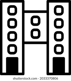 ilustración vectorial y logo Estilo dualtone Building. en el fondo blanco. Signo de iconos de la colección moderna para el concepto móvil y el diseño de aplicaciones web. El diseño es perfecto.