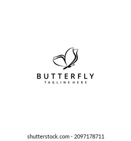 ilustración Logo vector icono simple conceptual mariposa.