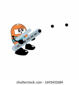 illustration vector and logo cartoon capsule is shooting
