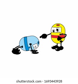 illustration vector and logo cartoon capsule doing sports