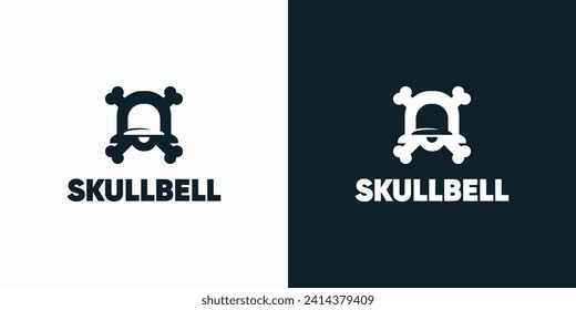 Illustration vector logo design, combination of bell and skull shape