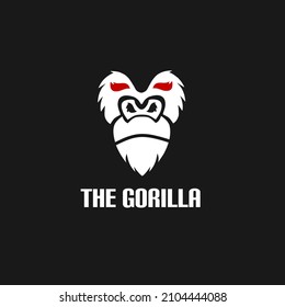 Illustration vector logo design gorilla red eyes white color