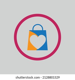 diseño de logotipo vectorial de ilustración para tienda de amor en fondo gris