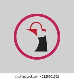 diseño de logotipo vectorial de ilustración para tienda de amor en fondo gris