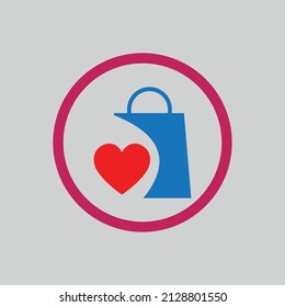 diseño de logotipo vectorial de ilustración para tienda de amor en fondo gris