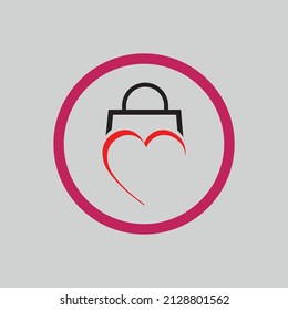 illustration vector logo design for love shop on gray background