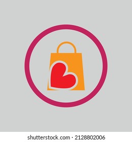 illustration vector logo design for love shop on gray background