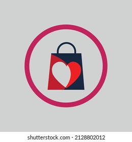 illustration vector logo design for love shop on gray background