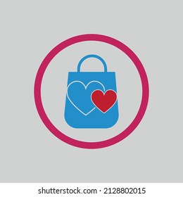 illustration vector logo design for love shop on gray background
