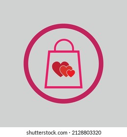 illustration vector logo design for love shop on gray background