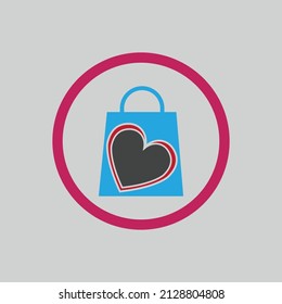 illustration vector logo design for love shop on gray background