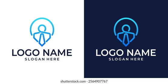 Illustration Vector logo design Pin tie map icon, combination of tie person symbol and pin.